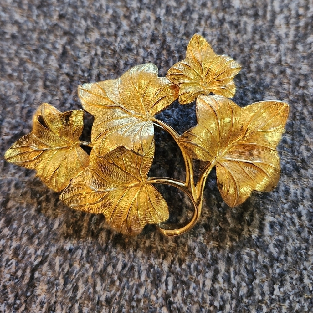 Christian Dior Vintage Gold Leaf Brooch Grosse - Picture 7 of 15